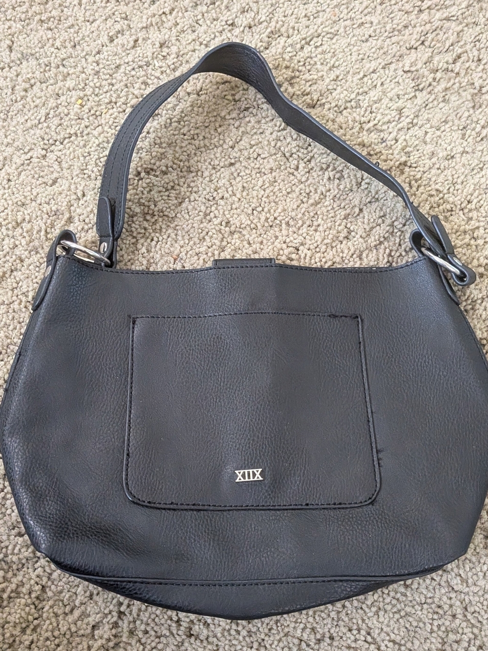 Classic Black Shoulder Bag with Front Patch Pocket